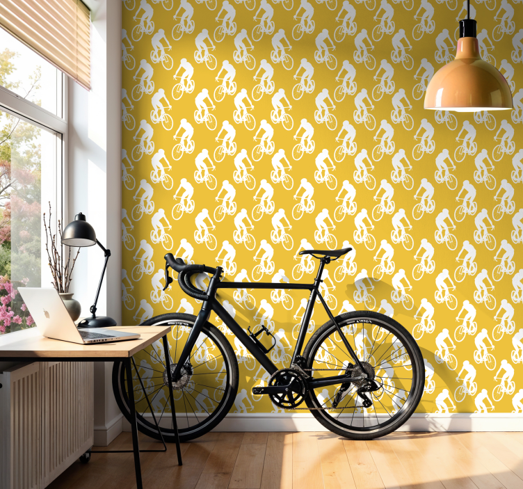 Cyclists the yellow wallpaper - TenStickers