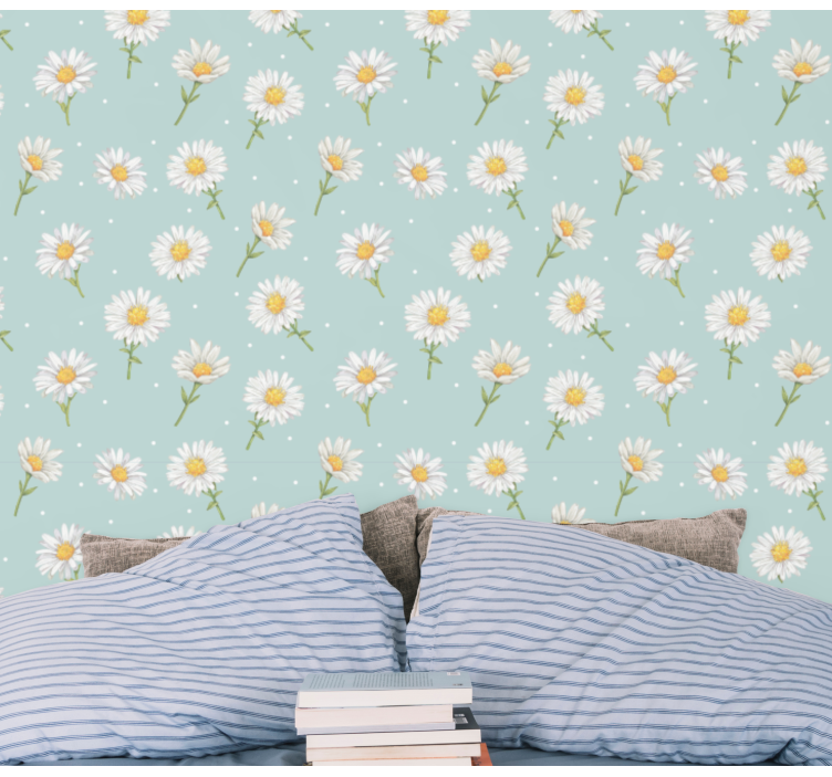 Daisy Field Pattern flowers wallpaper - TenStickers