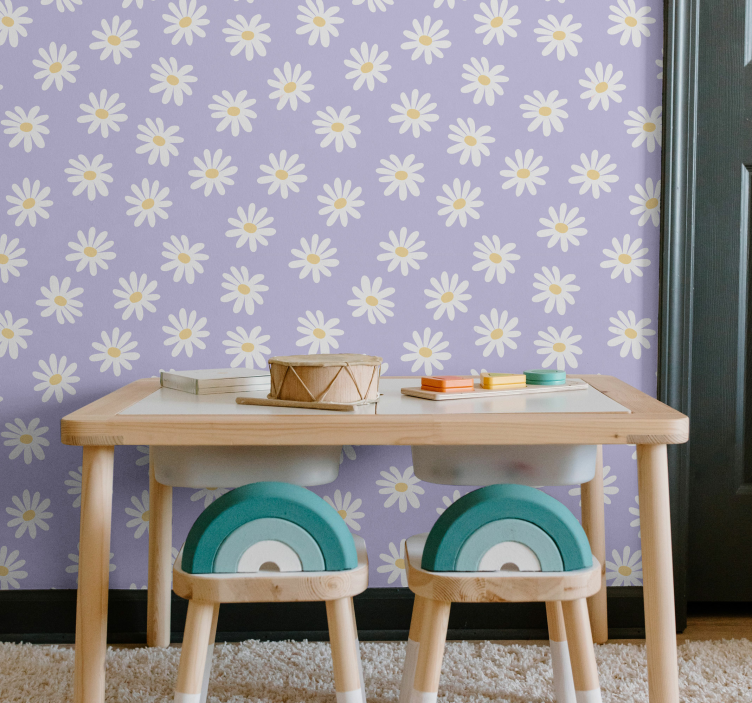 Daisy Pattern flowers wallpaper - TenStickers