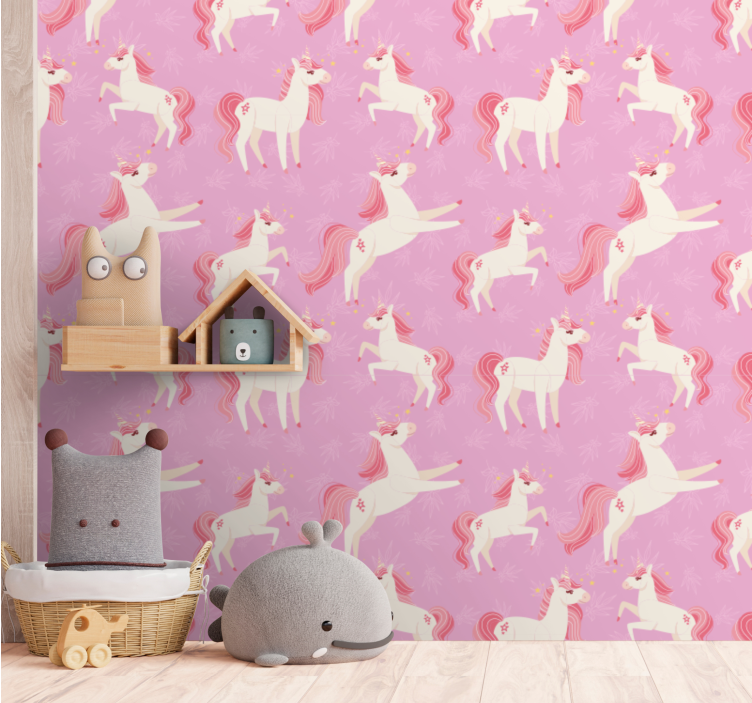 Dancing Unicorns cute animal wallpaper - TenStickers