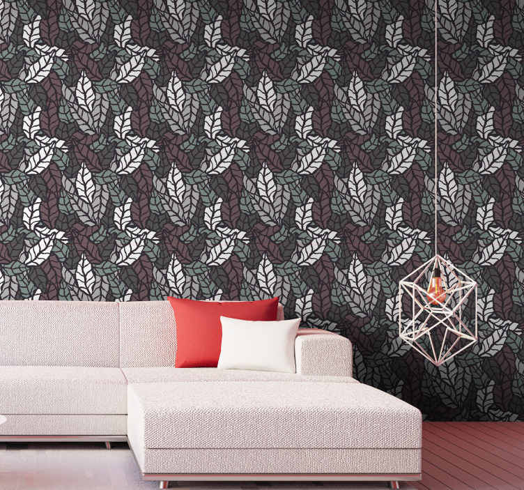 Dark Pattern Motif leaves wallpaper - TenStickers