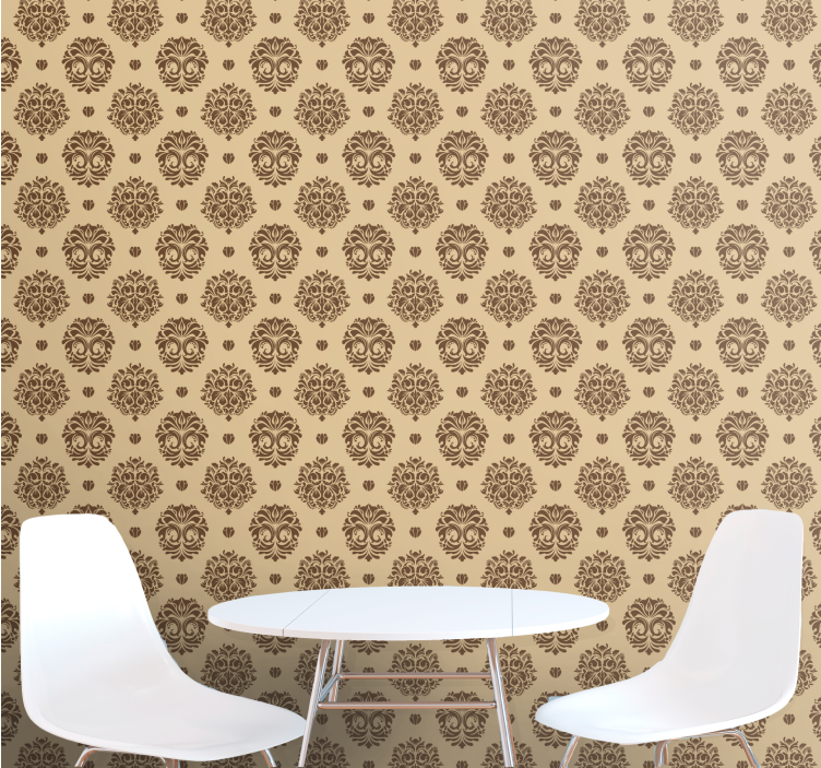 Ancient beige pattern wallpaper flowery - TenStickers