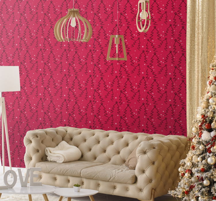 Decorative Holiday Trees christmas wallpaper - TenStickers