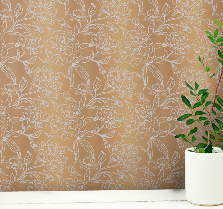 Delicate Floral Accents wallpaper flowery - TenStickers