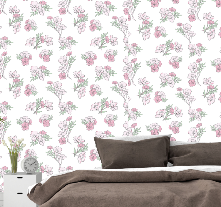 Delicate blossom pattern flowers wallpaper - TenStickers