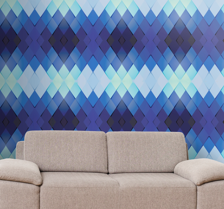 Blue vertical pattern wallpaper triangles - TenStickers