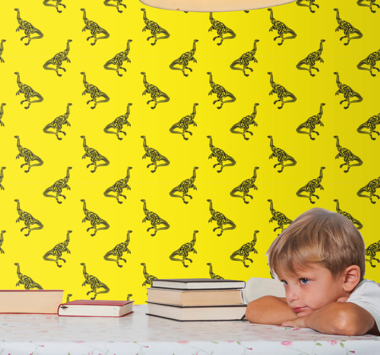 Yellow adventure dino wallpaper - TenStickers