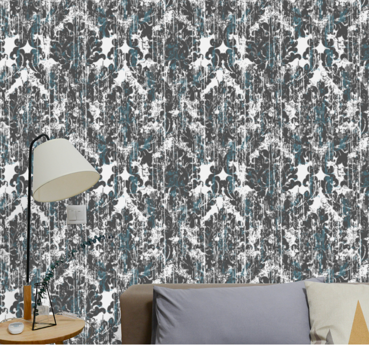 Distressed Damask tiles wallpaper - TenStickers