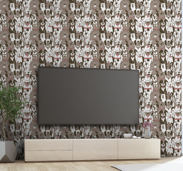 Dog faces Living Room Wallpaper - TenStickers