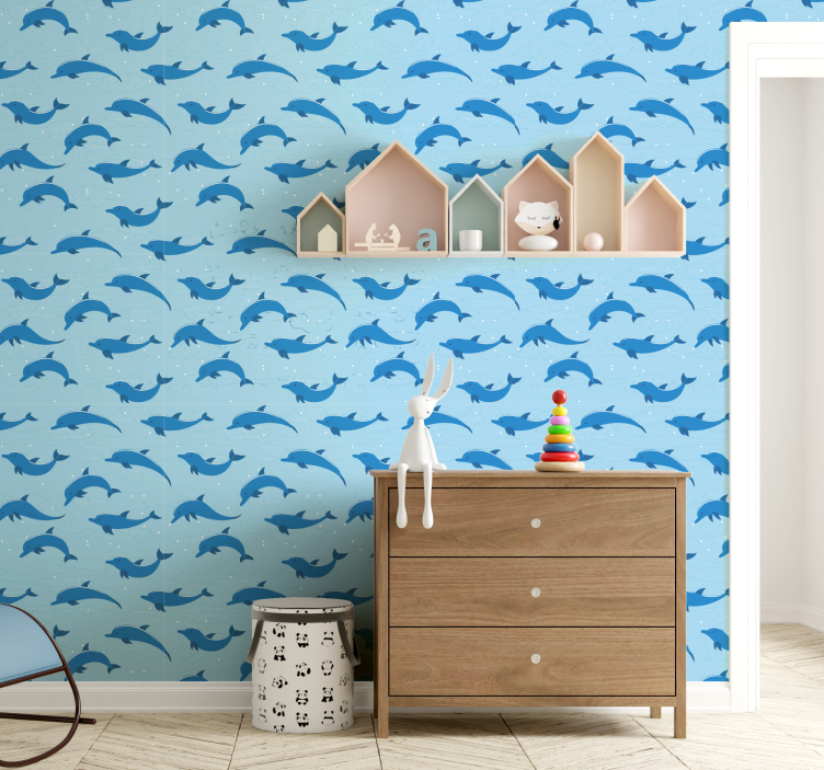 Dolphin Motif wallpaper for the nursery - TenStickers