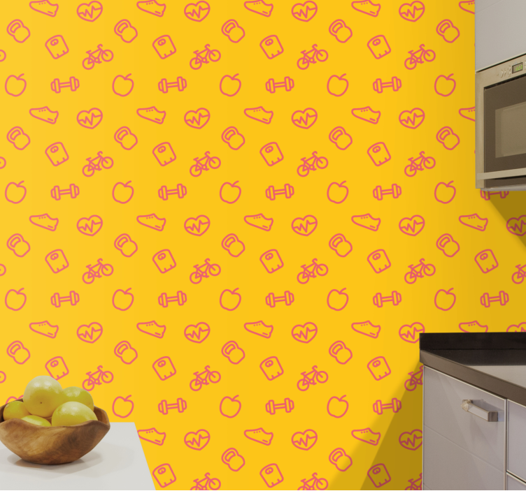 Doodle Icons Pattern kitchen wallpaper - TenStickers