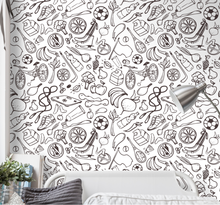 Eclectic Doodle Array art deco wallpaper - TenStickers