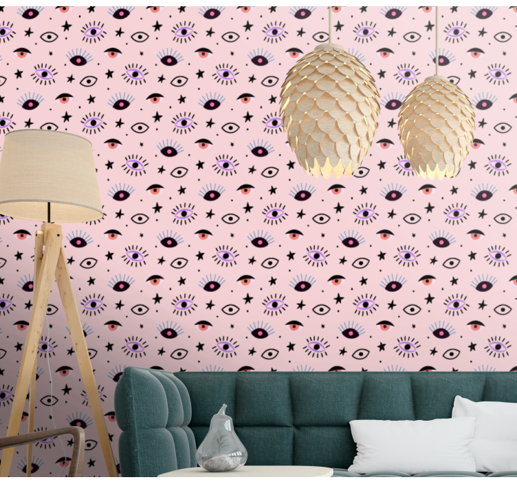 Eclectic Eye Motifs art deco wallpaper - TenStickers