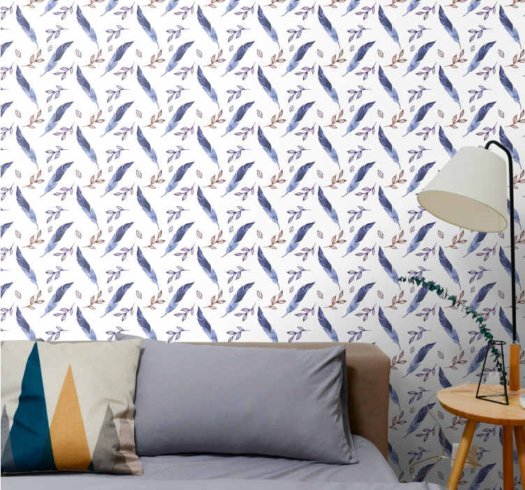 Elegant abstract watercolor feather wallpaper - TenStickers