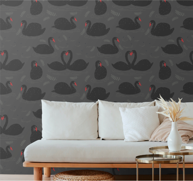 Elegant Black Swans cute animal wallpaper - TenStickers