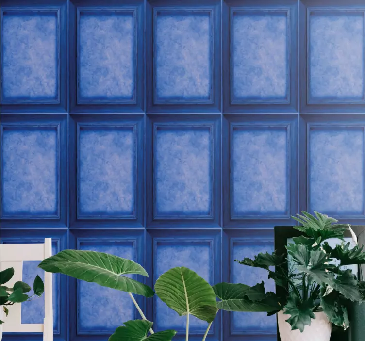 Elegant Blue Panels wallpaper marble - TenStickers