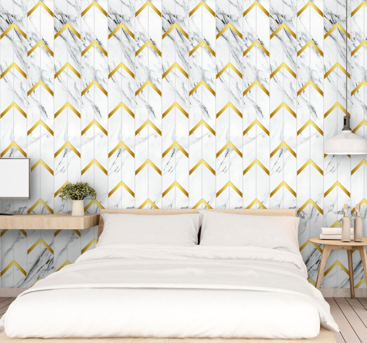 Elegant Chevron Pattern wallpaper marble - TenStickers