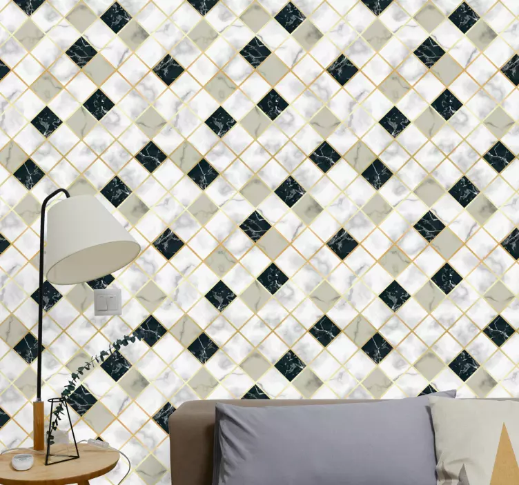 Elegant Diamond Pattern wallpaper marble - TenStickers