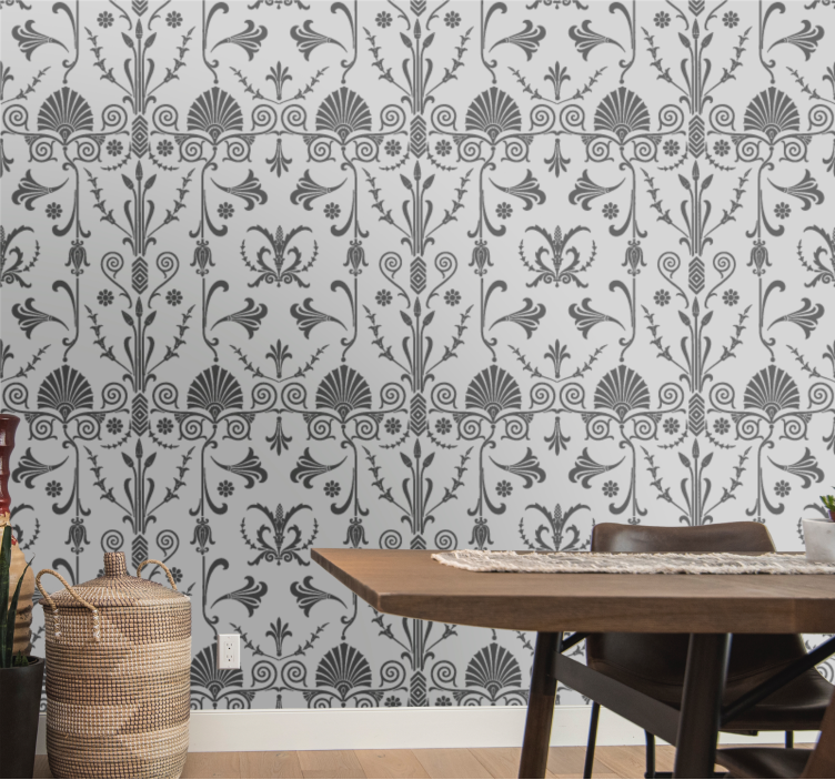 Elegant grey details wallpaper flowery - TenStickers