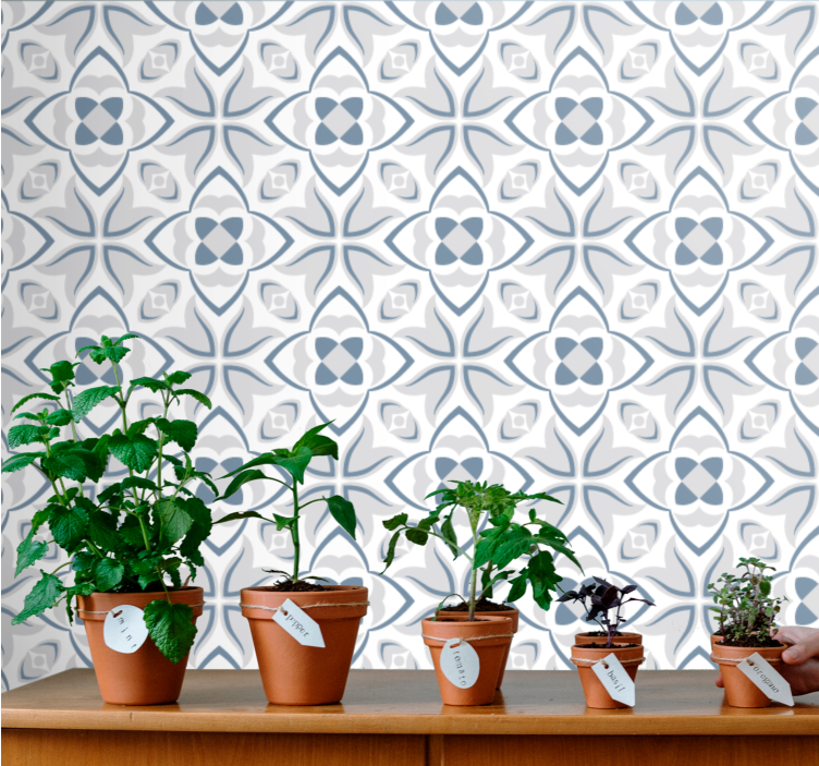 Elegant Floral Shapes tiles wallpaper - TenStickers
