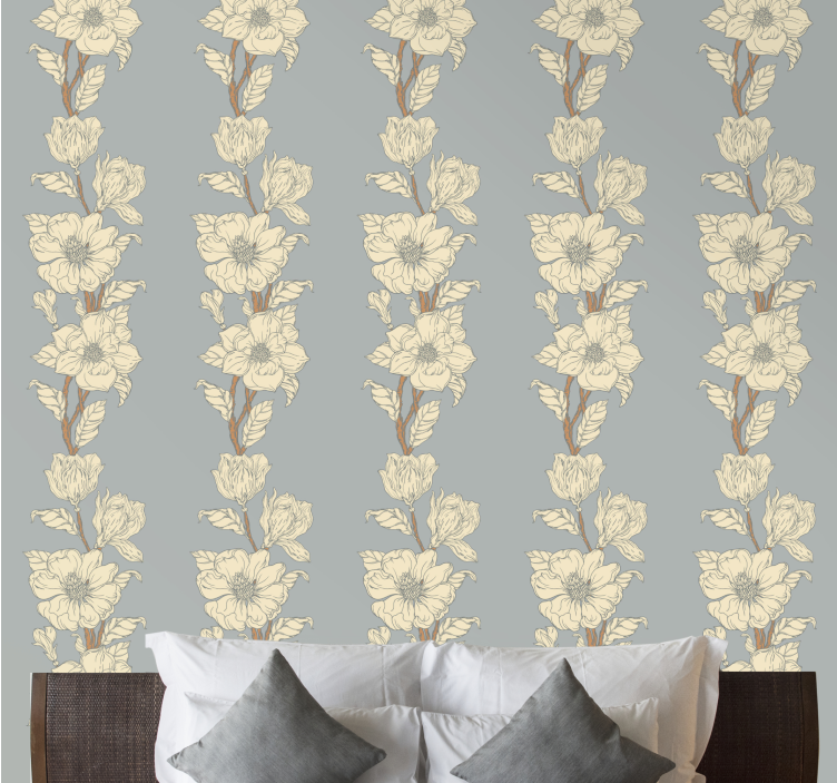 Elegant Floral Stripes wallpaper flowery - TenStickers