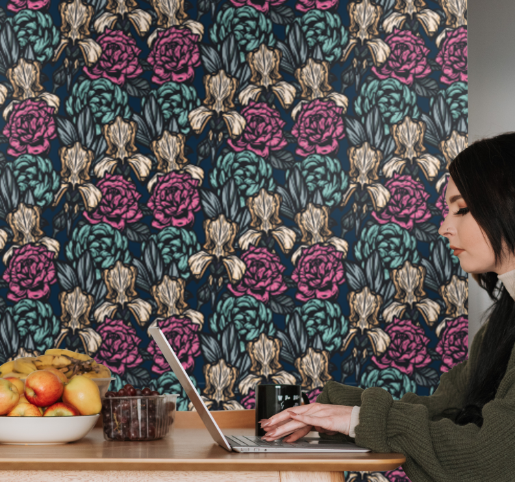Elegant Floral Tapestry flowers wallpaper - TenStickers