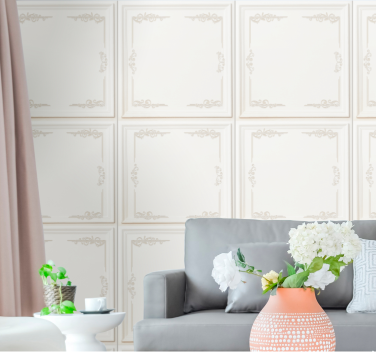 Elegant framed patterns panel wallpaper - TenStickers
