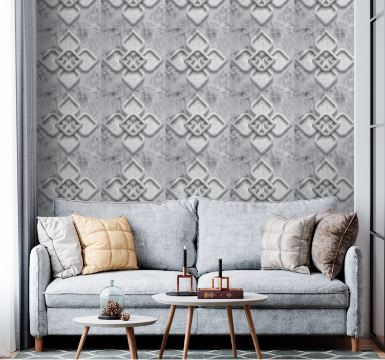 Elegant geometric motif stone wallpaper - TenStickers