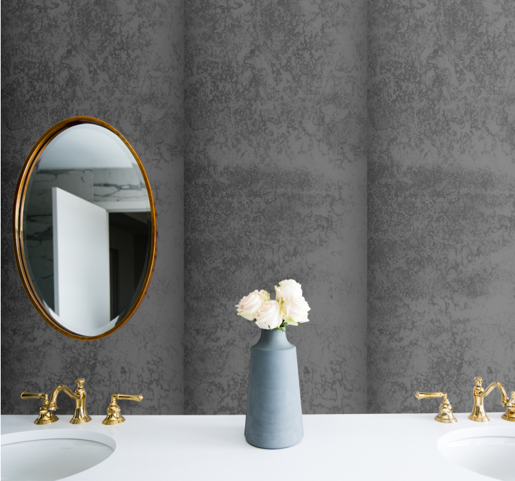 Elegant grey stone bathroom wallpaper - TenStickers
