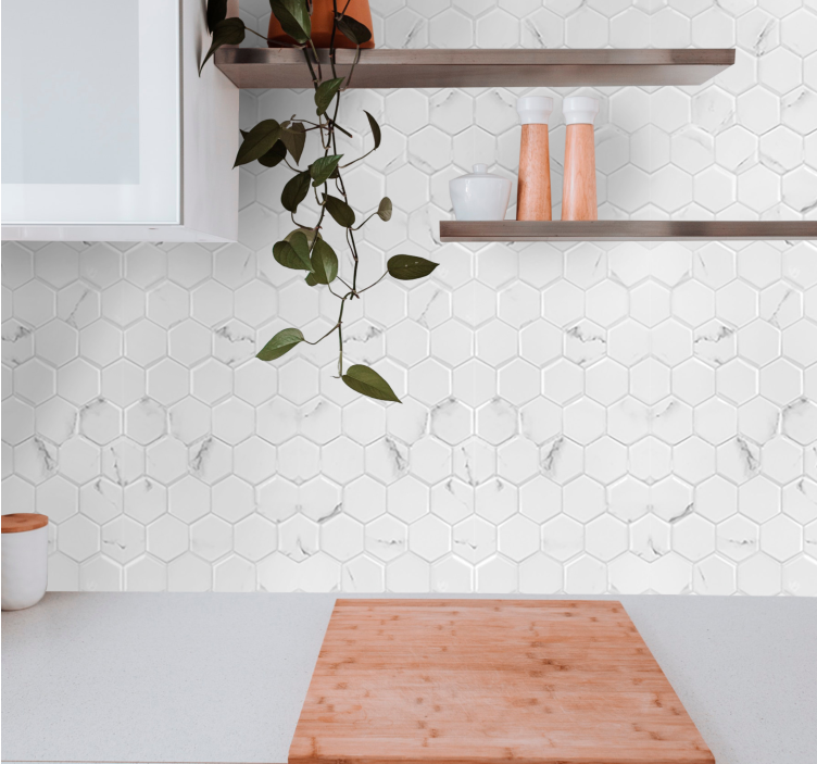 Elegant grey tiles hexagon modern wallpaper - TenStickers