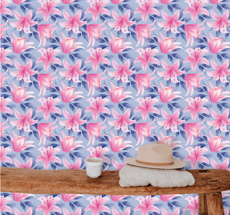 Elegant Lily Pattern wallpaper flowery - TenStickers