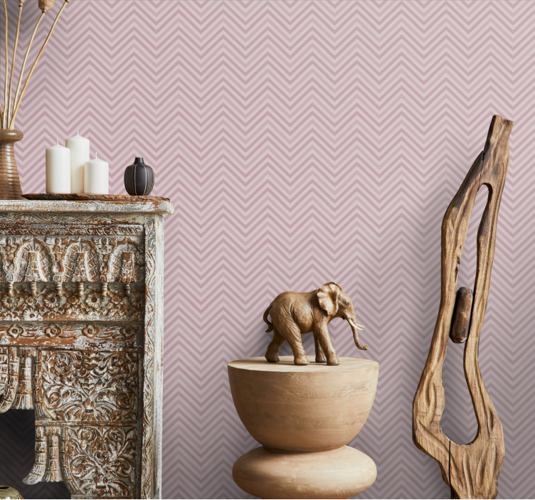 Elegant pink zigzag lines elephant wallpaper - TenStickers