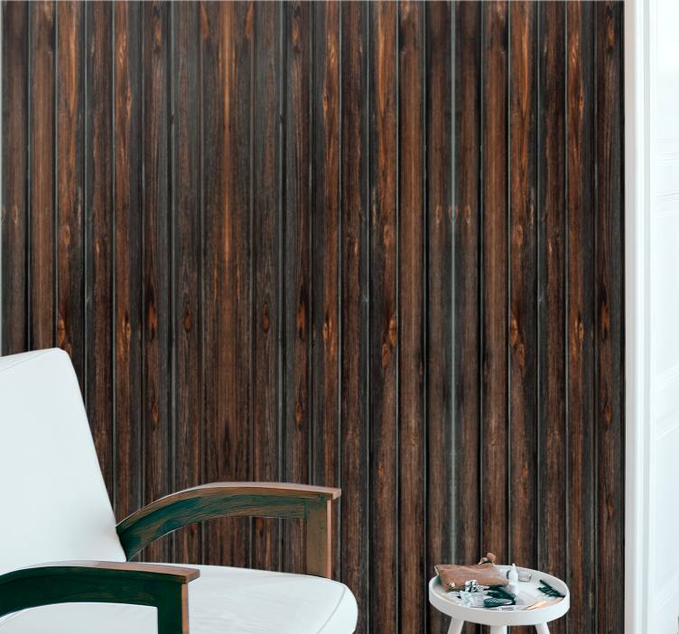 Elegant dark brown panels wood feature wallpaper - TenStickers