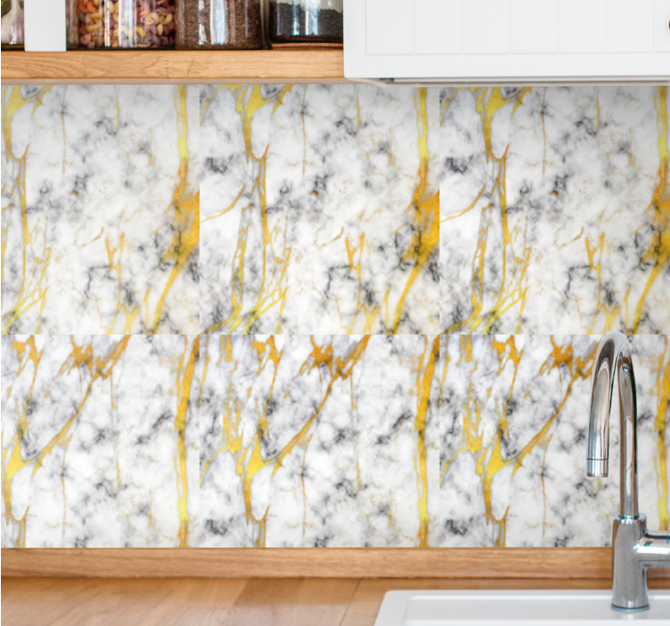 Elegant Yellow Veins wallpaper marble - TenStickers