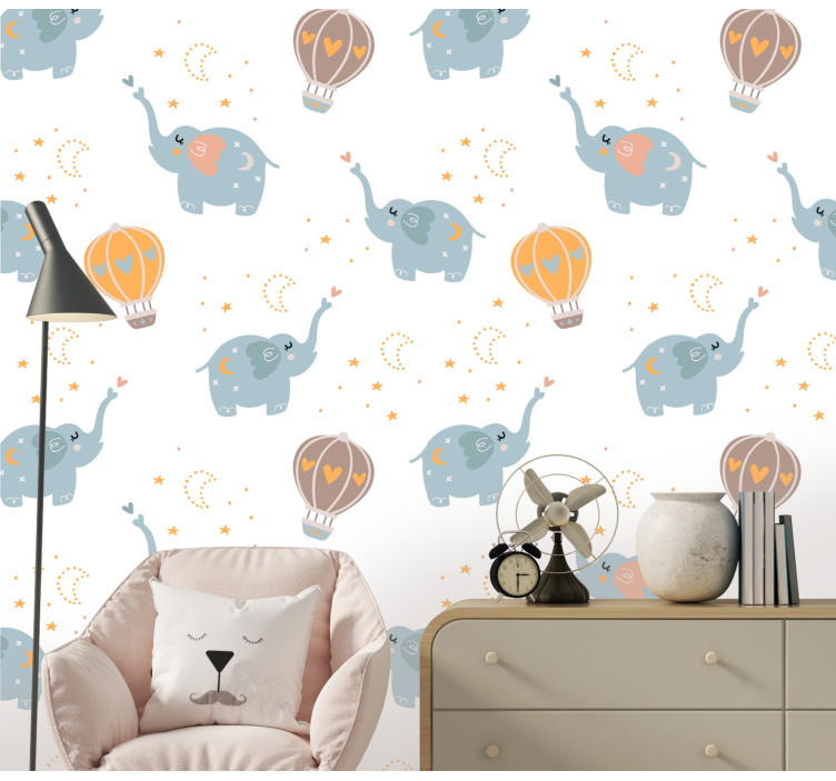 Elephant Balloon Dance wallpaper for the nursery - TenStickers