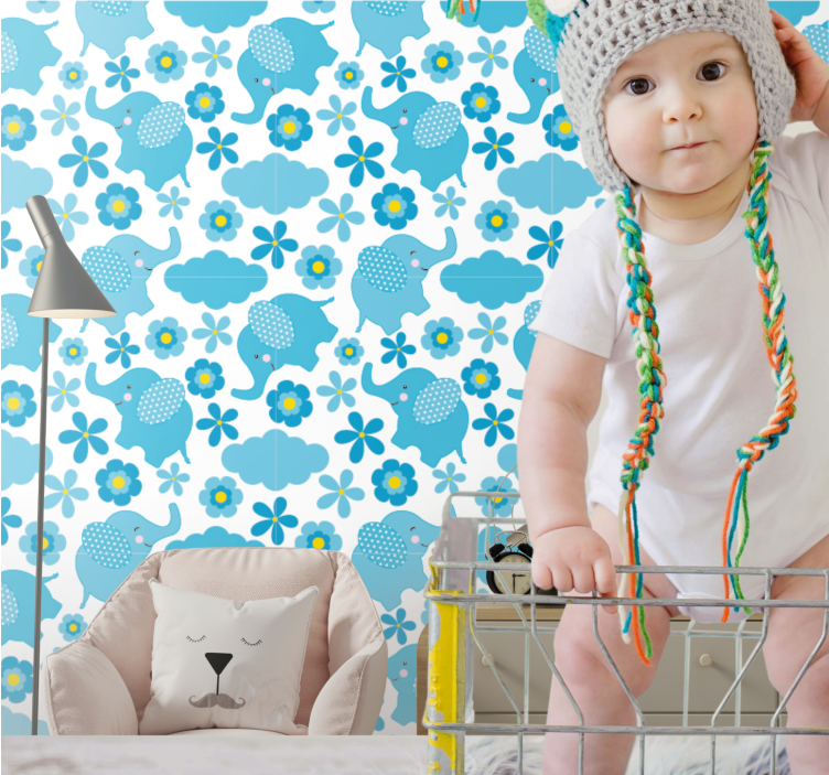Elephant Flower Patterns wallpaper for the nursery - TenStickers