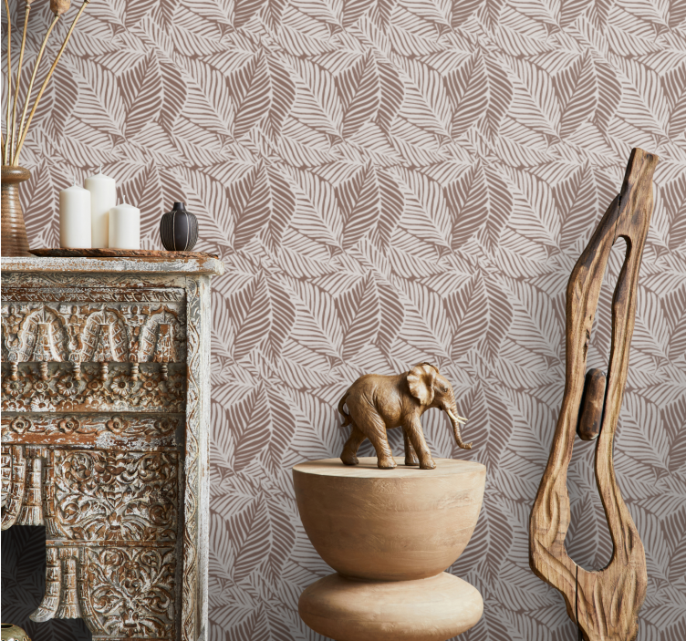 Brown elegant design flowers wallpaper - TenStickers