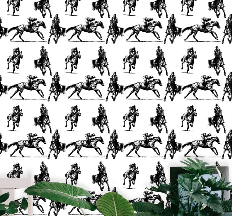 Equestrian Motif cute animal wallpaper - TenStickers