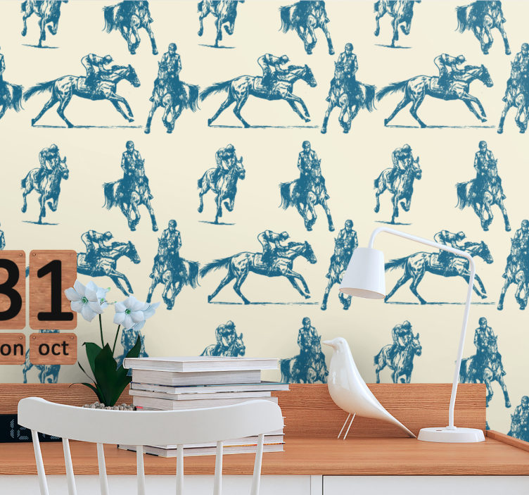 Equestrian Sketches wallpaper horses - TenStickers