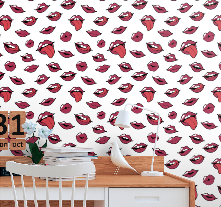 Expressive Lip Motifs custom wallpaper - TenStickers