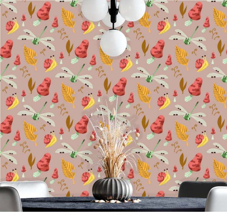 Fanciful Nature Motifs art deco wallpaper - TenStickers