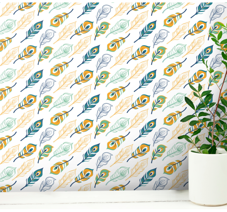 Feathered Elegance art deco wallpaper - TenStickers
