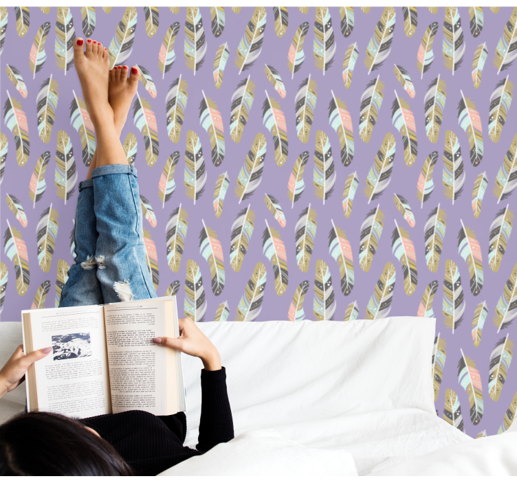 Feathered Patterns leaves wallpaper - TenStickers