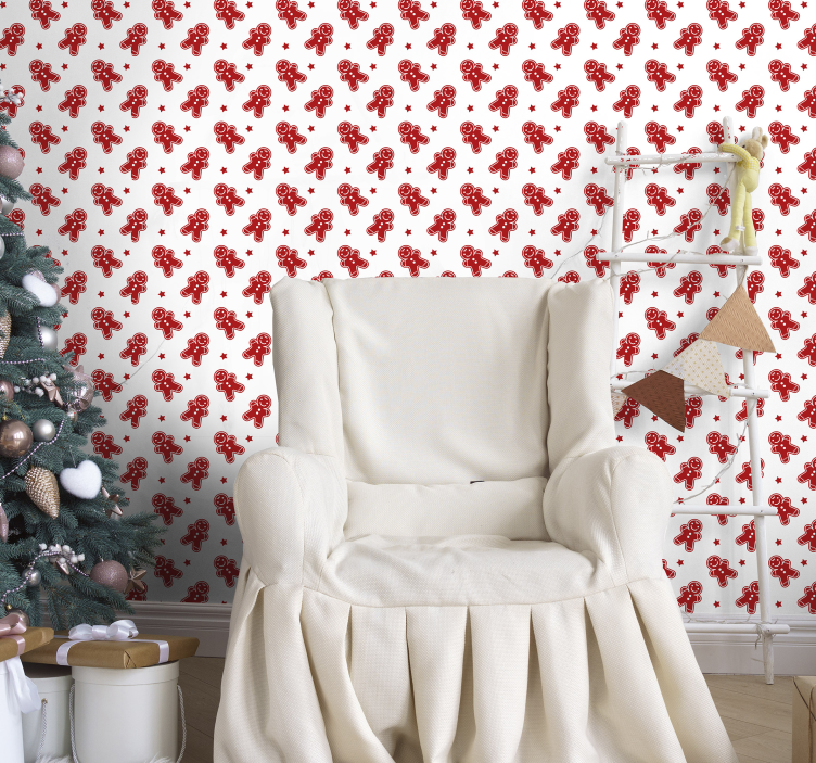 Festive Gingerbread Patterns christmas wallpaper - TenStickers