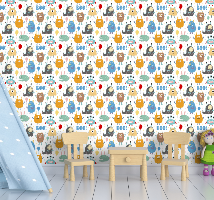 Festive Monsters cute animal wallpaper - TenStickers