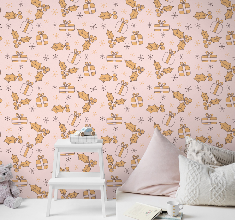 Festive Pattern christmas wallpaper - TenStickers