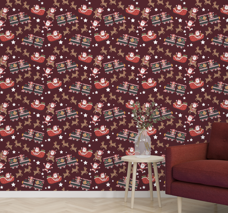 Festive Santa Sleigh christmas wallpaper - TenStickers