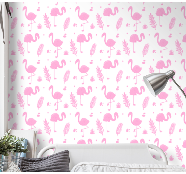 Flamingo Motifs cute animal wallpaper - TenStickers