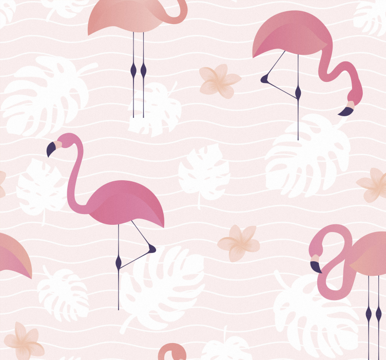 Flamingo Serenity cute animal wallpaper - TenStickers