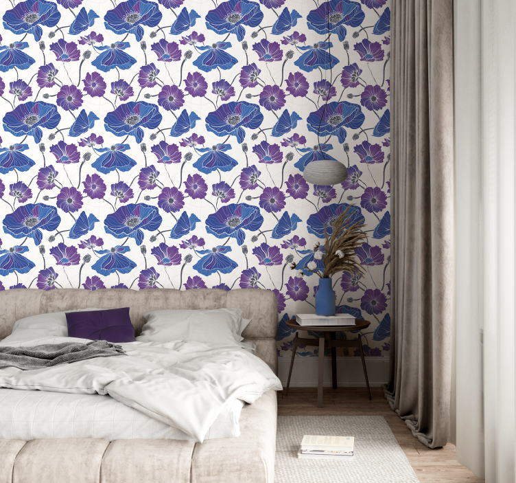 Floral Bloom Scene flowers wallpaper - TenStickers